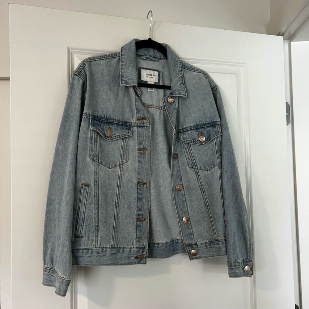 Light blue forever 21 cotton denim jacket size large